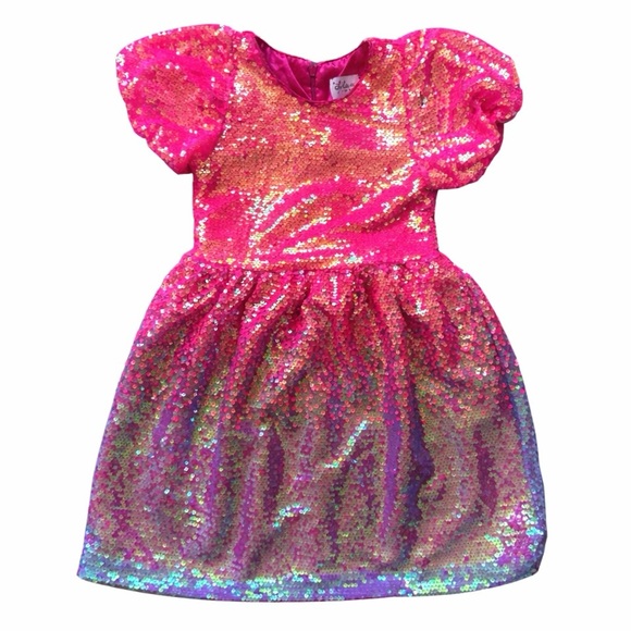 Lola + The Boys Bubble Gum Shimmer Sequin Dress Size 10 - Picture 4 of 6